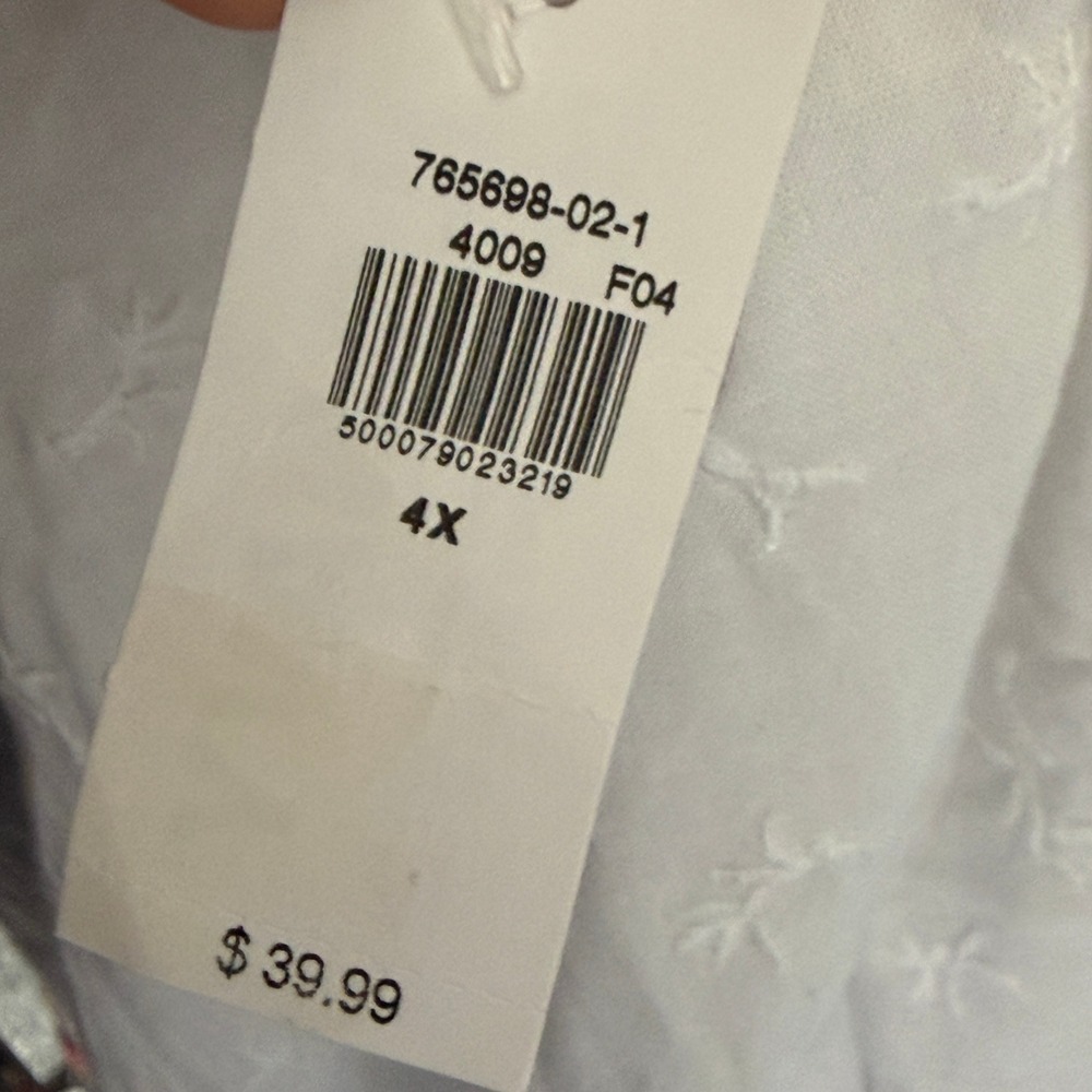 NEW Old Navy Womens Plus 4X White Embroidered Peasant Blouse Eyelet Boho Top - Picture 4 of 12
